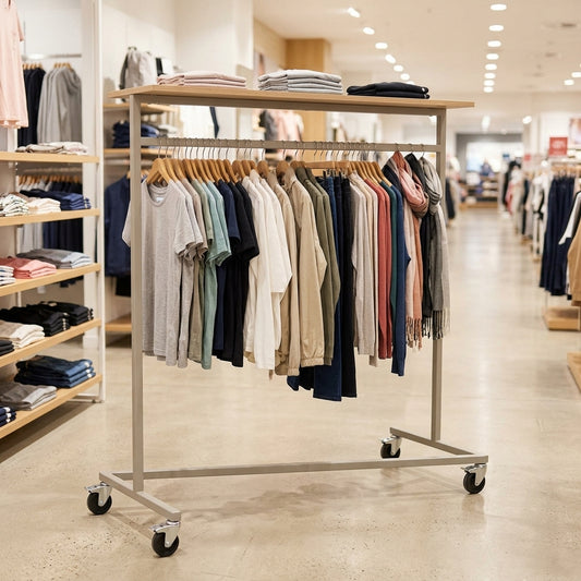 1610mm H Mobile Clothing Rail Display Stand with Z Base