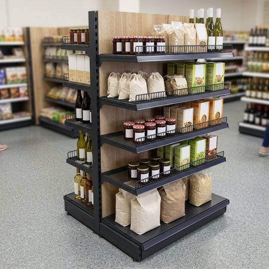 1.8m High Wood Effect Wall Bay Shelving – 370mm Base Shelf