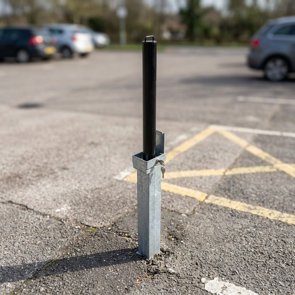 900mm telescopic bollard galvanised lockable retractable (view 2)
