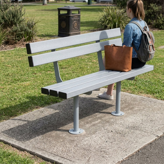 1200mm Outdoor Mild Steel Bench Seat with Back