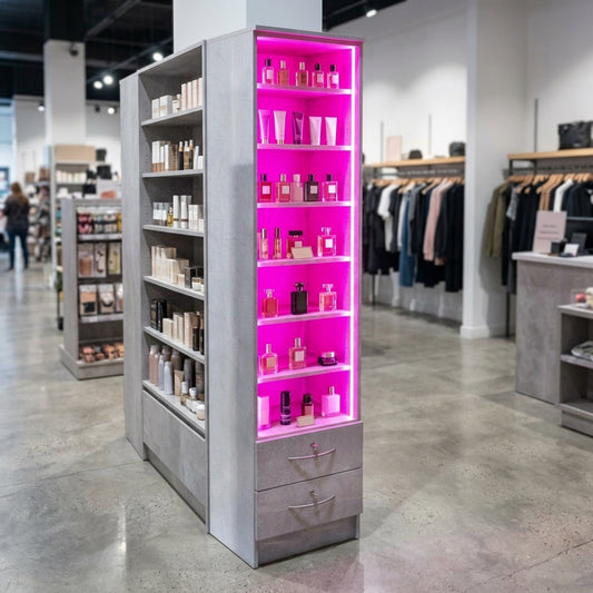 Open Front Display Unit with Storage Drawers – 300mm Deep
