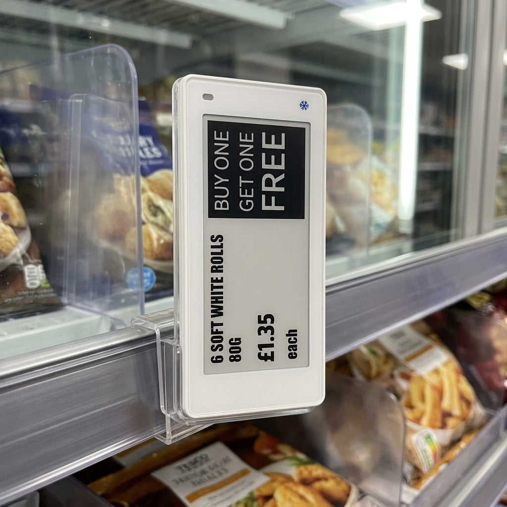 3.5" electronic shelf label for freezer retail display (view 2)