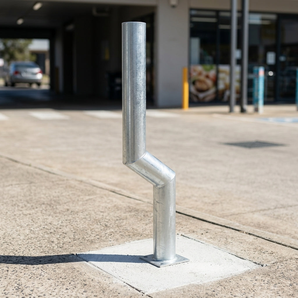 1100mm Cranked Bollard, galvanised steel, 101mm diameter