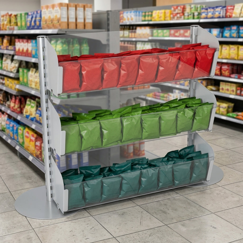 1000mm Merchandising Bin Bay System with 4 or 8 Sides