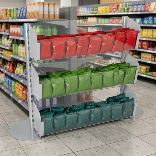 1000mm Merchandising Bin Bay System with 4 or 8 Sides