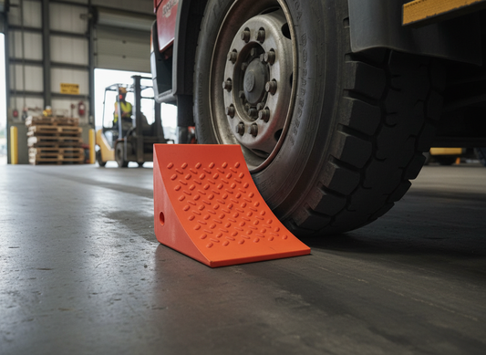 Premium Durable Vehicle Wheel Chock - Lightweight, High Visibility Red, 265 x 200 x 200 mm, Perfect for Secure Parking