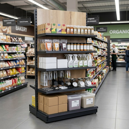 2.4m High Wall Bay Shelving with Wood Effect Finish