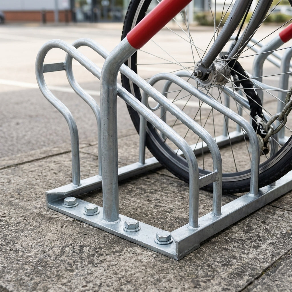 Galvanised Steel Bicycle Rack with Support Hoops (view 2)