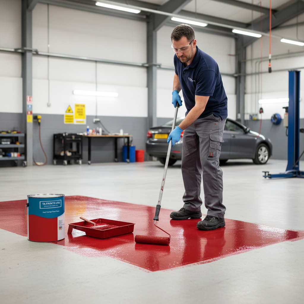 Premium Red Garage Floor Paint - Durable High Gloss Coating with Chemical Resistance for Concrete & Metal Floors