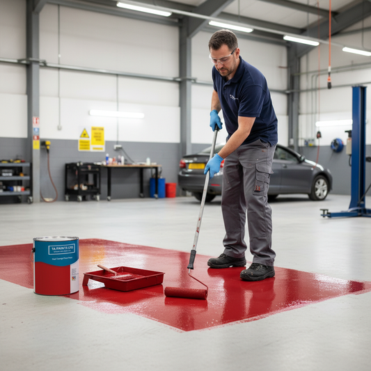 Premium Red Garage Floor Paint - Durable High Gloss Coating with Chemical Resistance for Concrete & Metal Floors
