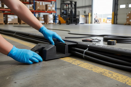 Premium Heavy Duty 3 Channel Cable Ramp End Connector for Hose and Cable Management with High Strength Rubber Construction