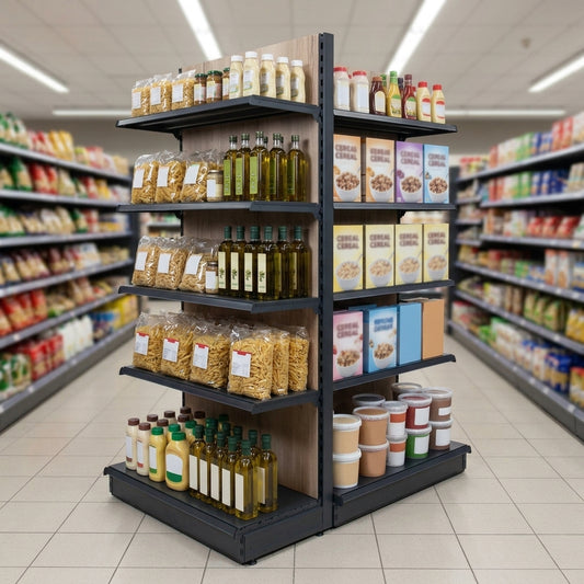 2.4m High Wood Effect End Bay Shelving, 570mm Base, 500-1000mm
