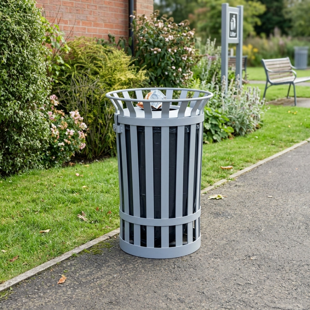 89L flare top litter bin, 870mm height, lockable liner