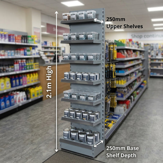 2.1m High Ladder Rack End Bay Display Unit | 250mm Base Shelf