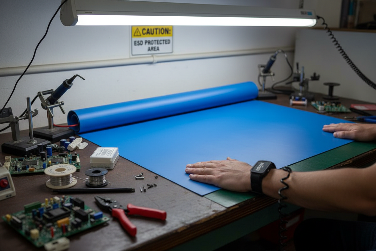 Premium ESD Worktop Matting - Anti-Static Matting for Laboratories and Electronics with Durable Nitrile Rubber Construction
