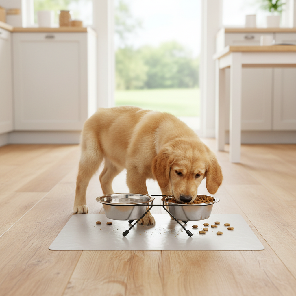 Premium Non-Slip Vinyl Feeding Mat for Pets - Moisture-Repellent Underlay for Bowls and Cages