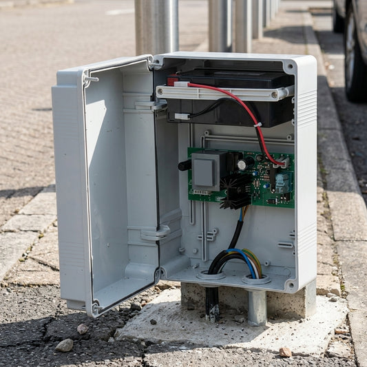 Battery backup unit for automatic bollards