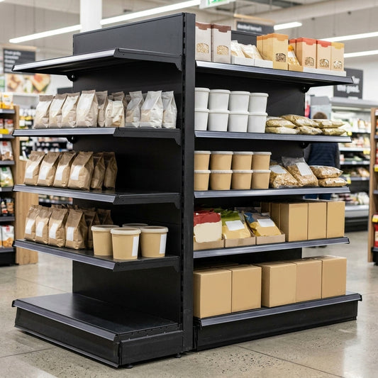 1.4m High End Promo Bay with Base Shelf & 3 Upper Shelves