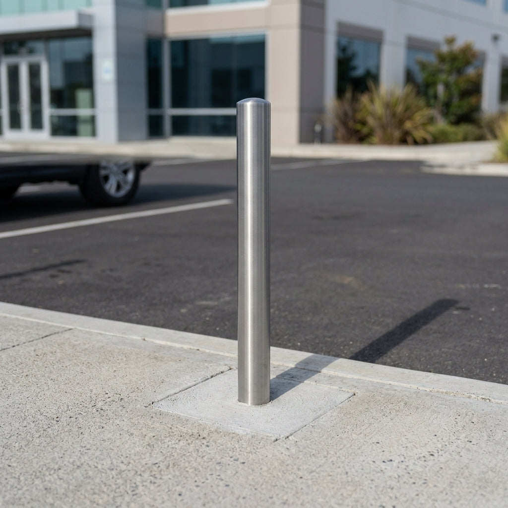 1000mm stainless steel bollard 304 grade semi-domed top (view 2)