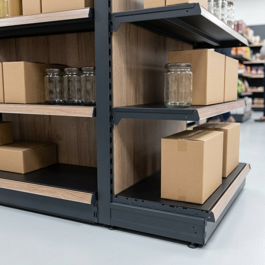 1.4m High × 470mm Wood Effect End Bay Shelving – Adjustable (view 2)