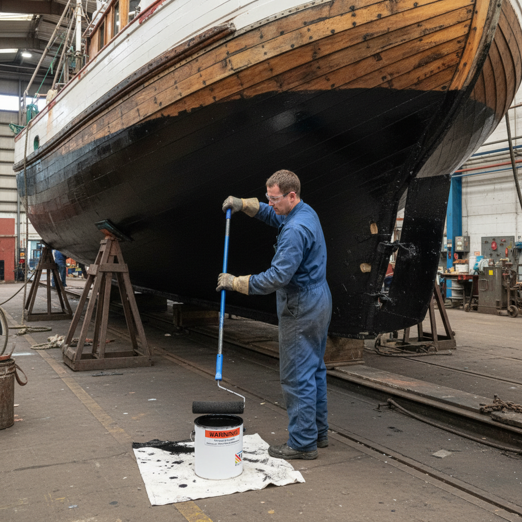 Premium Marine Black Bitumen Paint - High-Performance Waterproof Coating for Boats and Metal Surfaces