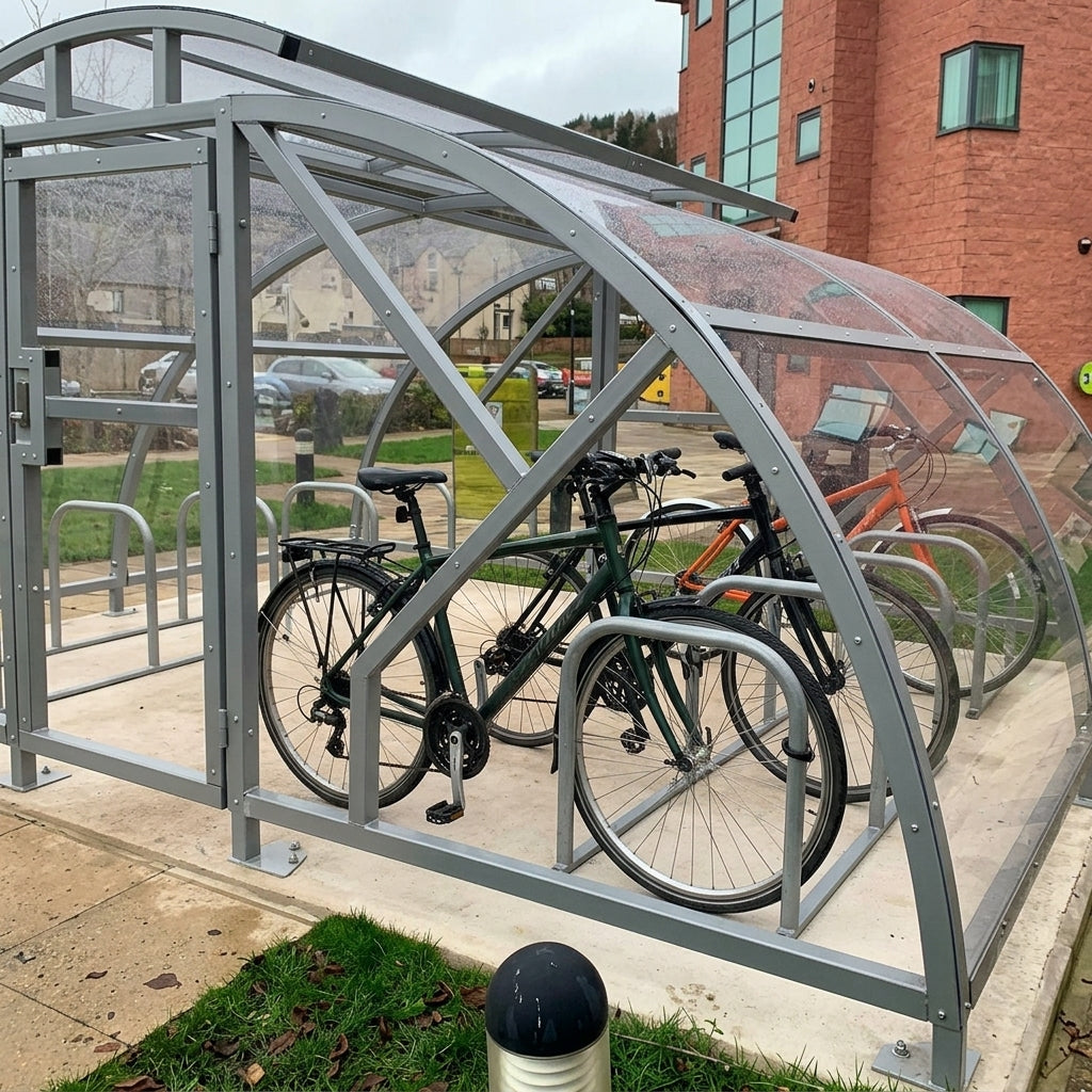 20-Cycle Bike Shelter with Vented Roof & Steel Frame (view 2)