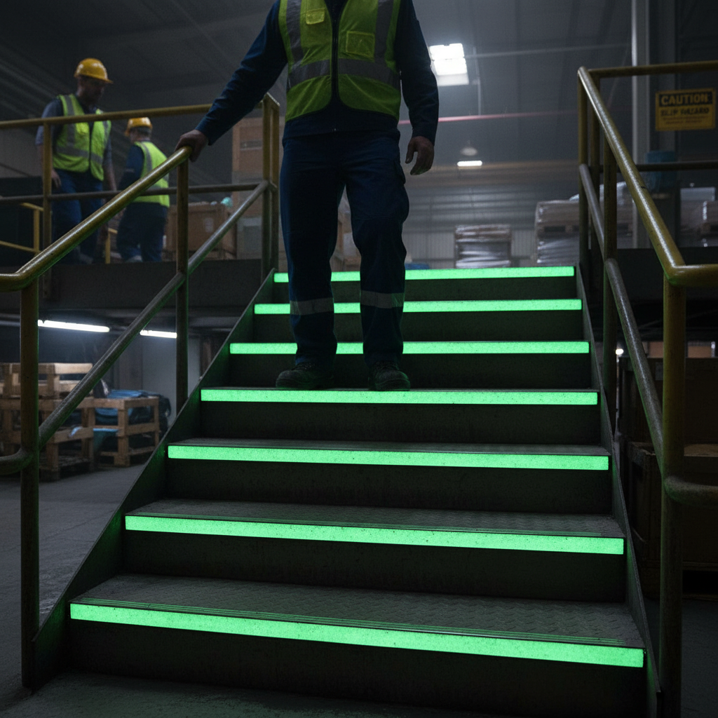 Premium Photoluminescent Glow in the Dark Anti-Slip Tape Roll for Safety Marking - Custom Sizes Available