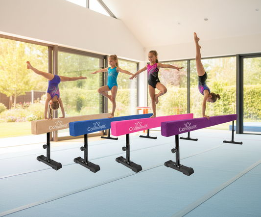 Premium 8ft Solid Gymnastics Beam with Adjustable Legs and Wheels for Versatile Training
