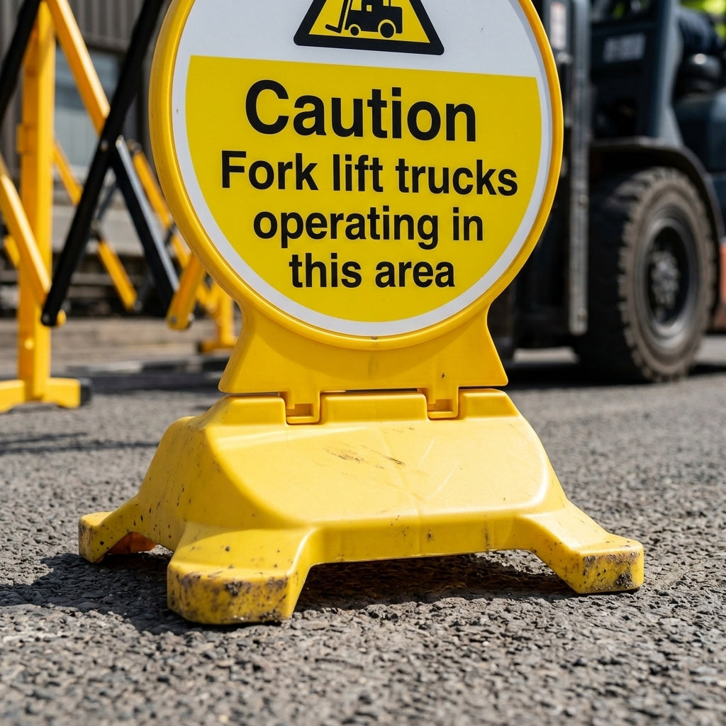 450mm floor sign – forklift trucks caution warning (view 2)