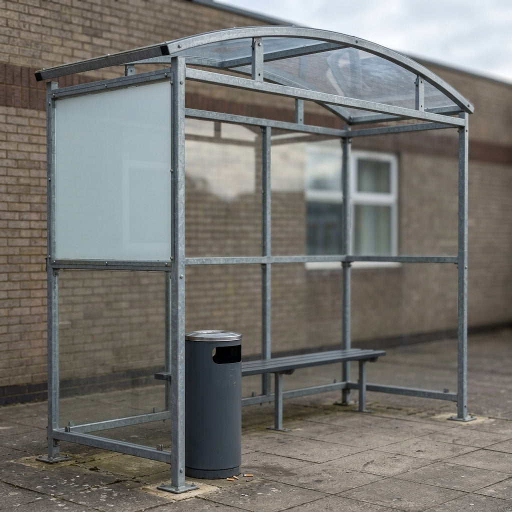3m wide smoking shelter, galvanised steel, 1–5m lengths (view 2)