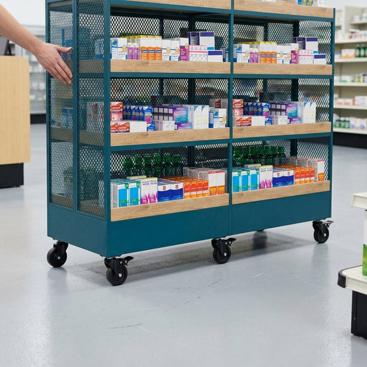 Mobile pharmacy gondola island 1000–2000mm with wheels