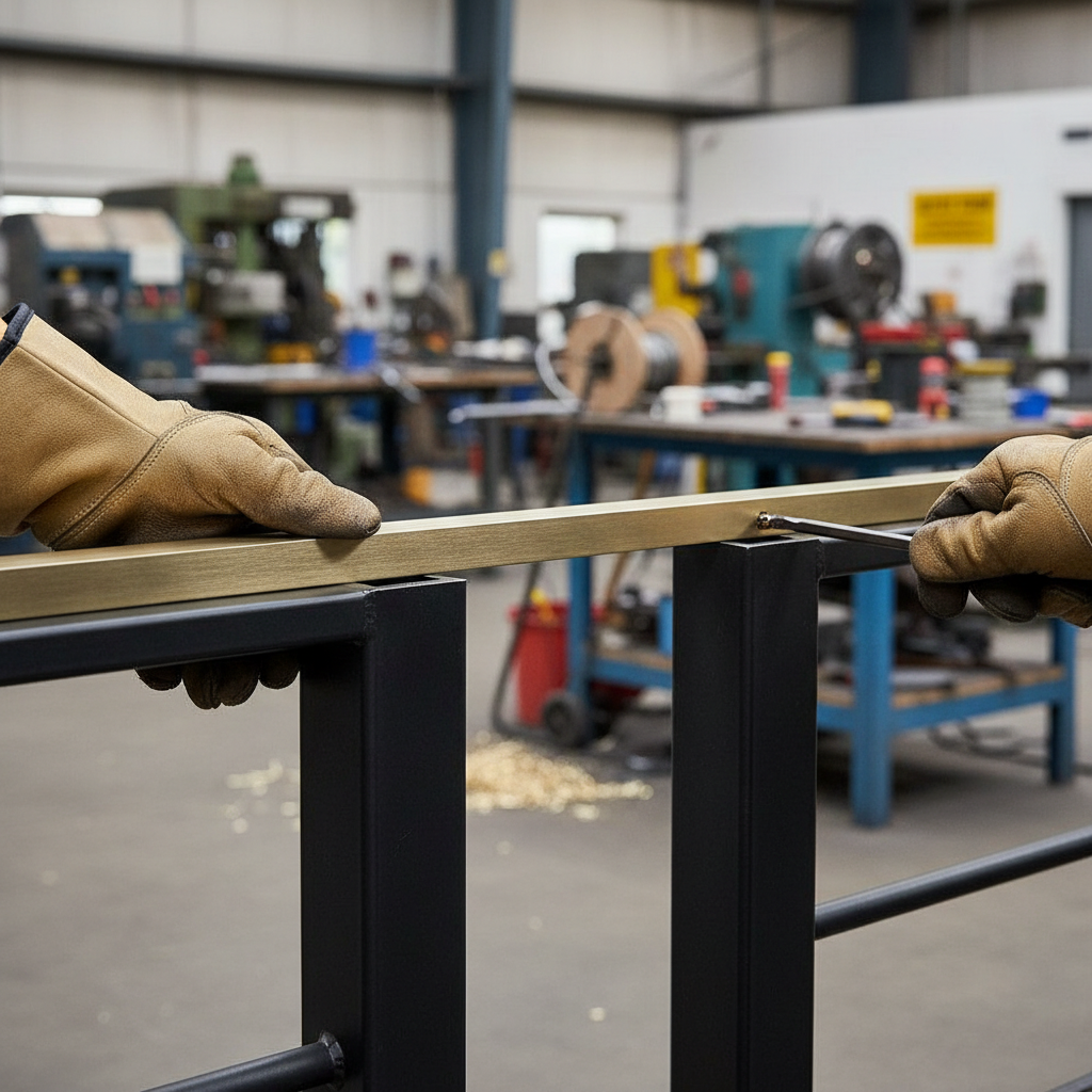 Premium 9.53mm (3/8") Brushed Polished Brass Square Bar for Furniture and Architectural Applications