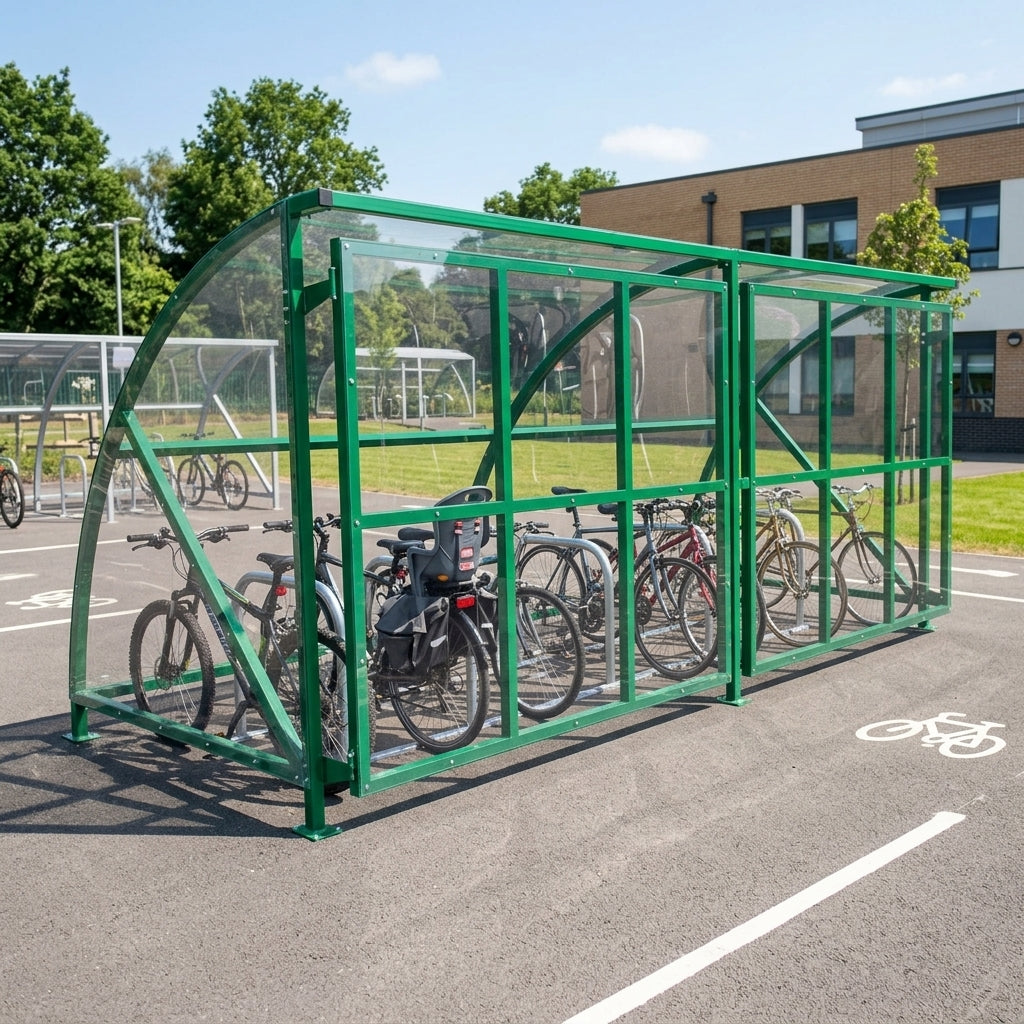8150 × 2097 × 2064 mm gated cycle shelter, 20-bike capacity