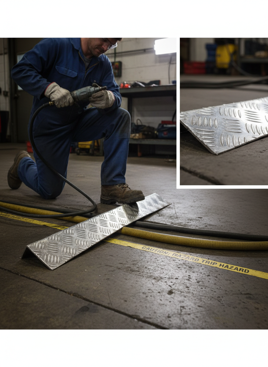 Premium Heavy Duty Hose and Cable Ramp Accessory with Aluminium Edge for Enhanced Durability and Stability