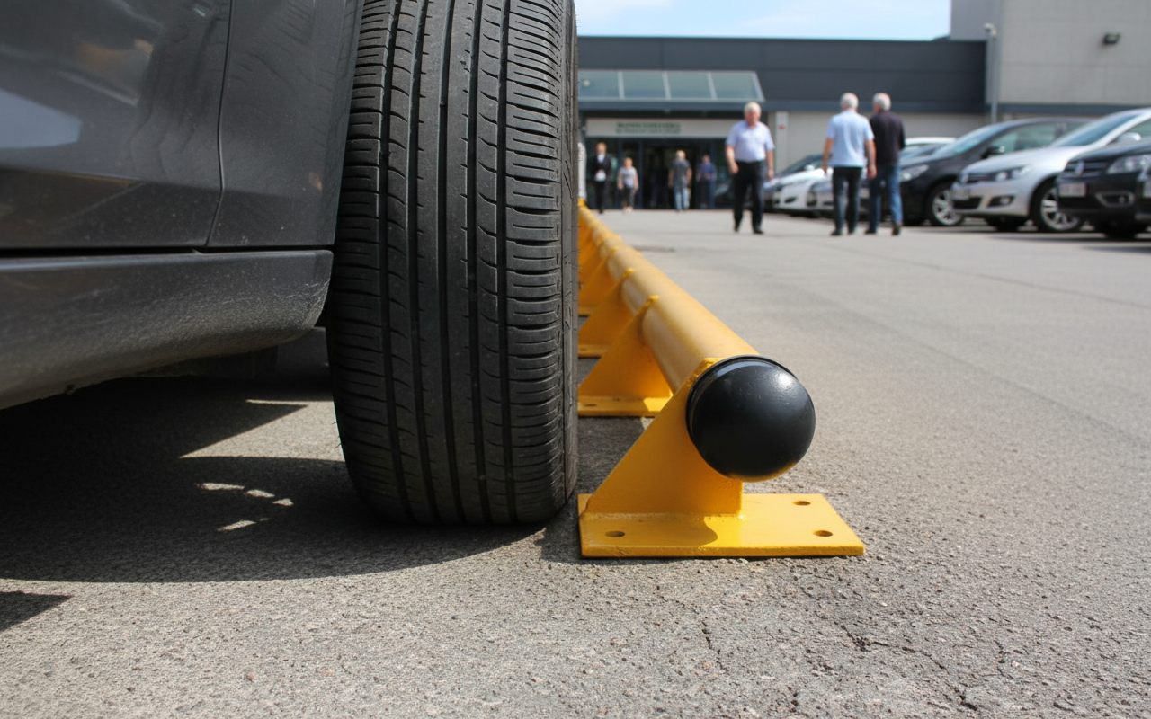 Premium Durable Kerb Stopper with Steel Tube Construction and Fixing Plates - 2500mm Long x 170mm High