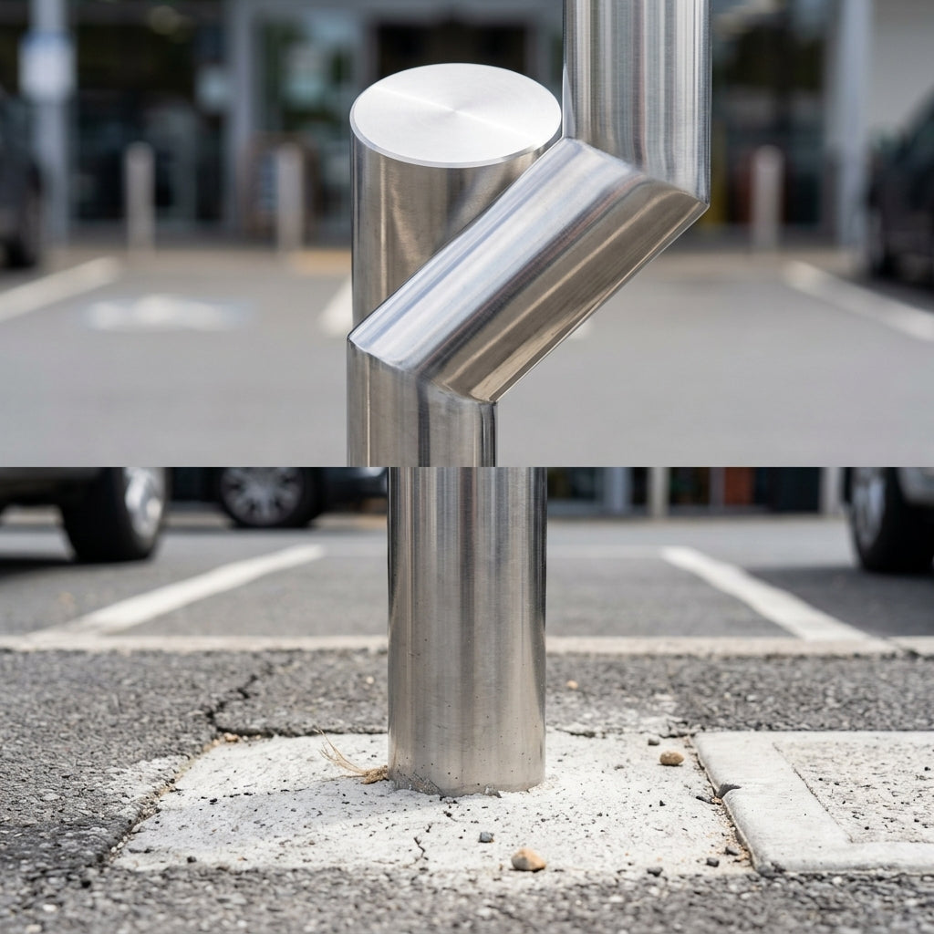 Stainless Steel Cranked Bollard 1100mm – 101mm or 114mm Diameter (view 2)