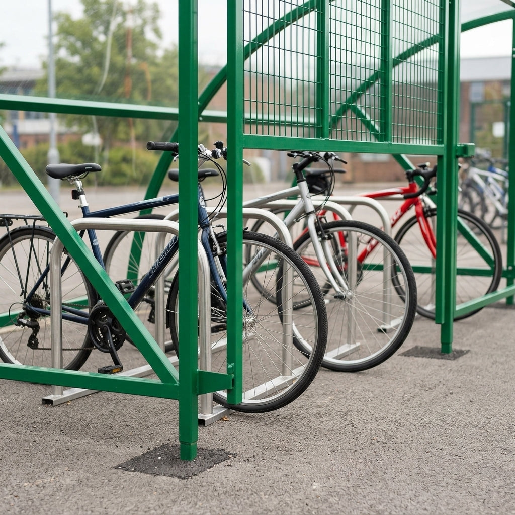 Gated Cycle Shelter for 30 Bikes – 8150 × 2097 × 2064 mm (view 2)