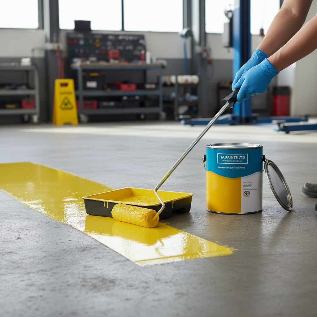 Premium Yellow Safety Hazard Floor Paint - Durable High Gloss Coating for Concrete and Metal with Excellent Chemical Resistance
