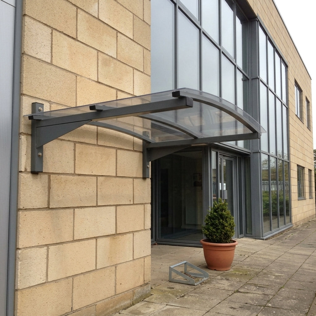 Lightweight aluminium entrance canopy, 1200–2000mm, RAL7016