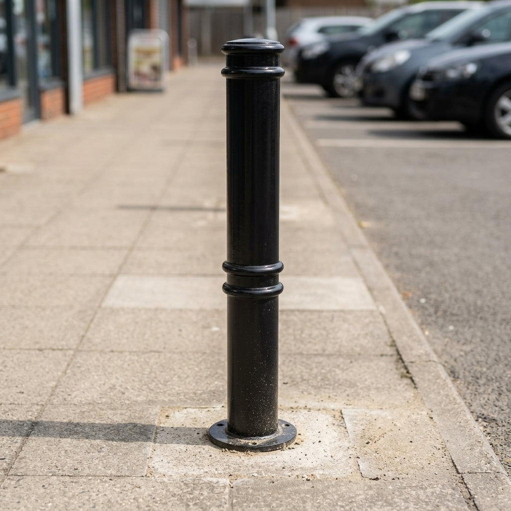 Ornamental Mild Steel Bollard – Galvanised – Multiple Fixing Options (view 2)