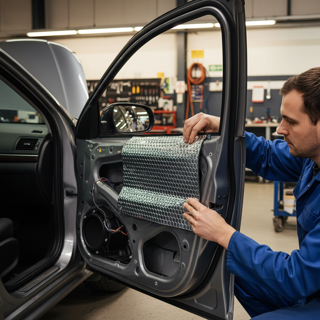Premium Self-Adhesive Sound Deadening Vibration Damper - 50 Sheets, Hex Embossed for Easy Installation and Noise Reduction