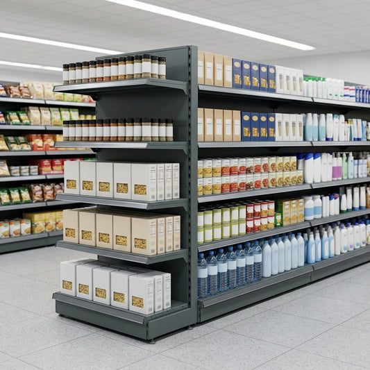1.4m Double-Sided Gondola Bay | 300mm Base Shelf | 250mm Uppers
