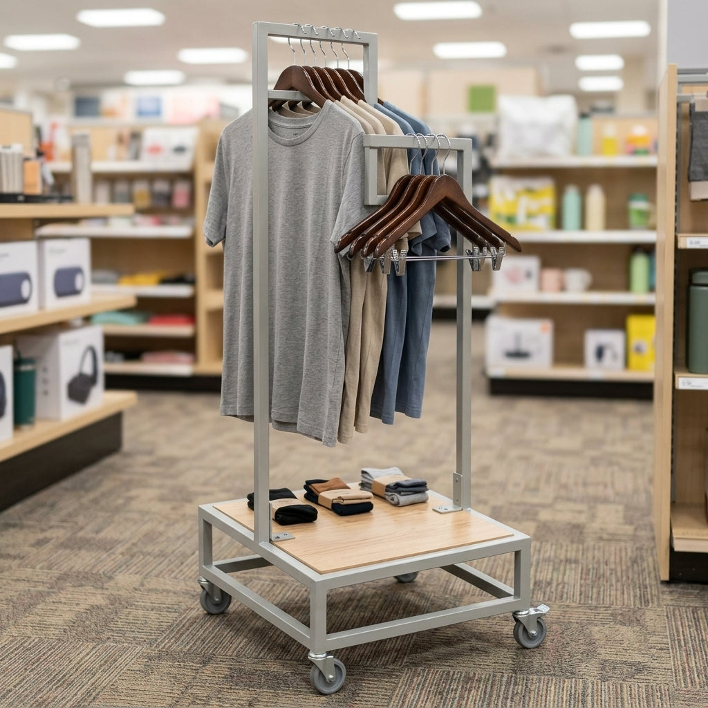 650mm Square Split-Level Clothes Rail Display Stand 1600mm (view 2)