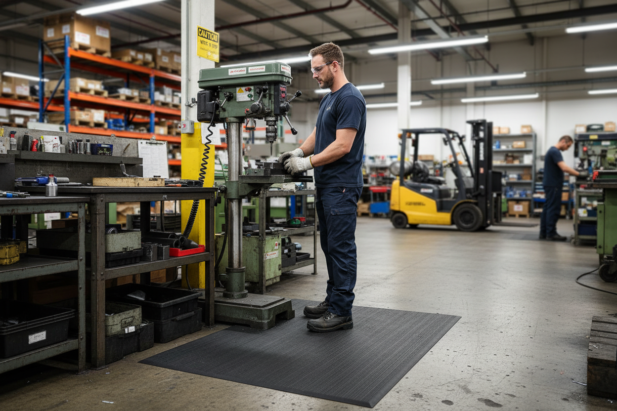 Premium Light Duty Anti-Fatigue Mat with Ribbed Surface and Bevel Edges for Enhanced Comfort and Safety in Various Environments
