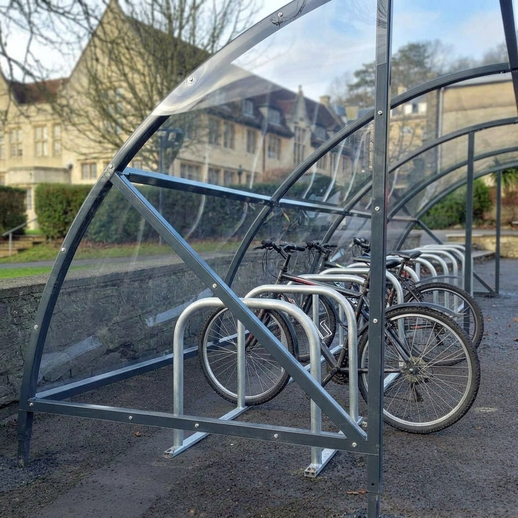 20.3m x 2.1m Open Front 50 Cycle Shelter Steel Frame (view 2)