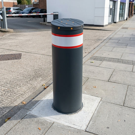 500–700mm electromechanical automatic bollard, painted steel or stainless