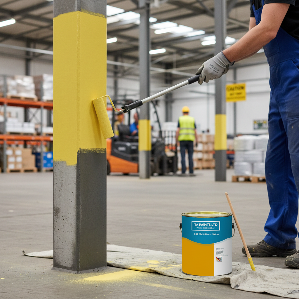 Premium High-Visibility Yellow Paint for Commercial Applications - Bold Maize Color for Safety Zones and Retail Environments