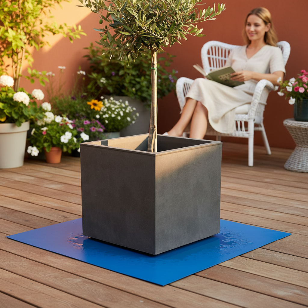 Premium PVC Flower Pot Coaster with Bevelled Edge - Multiple Sizes and Colors for Patio Protection