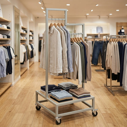 650mm Square Split-Level Clothes Rail Display Stand 1600mm