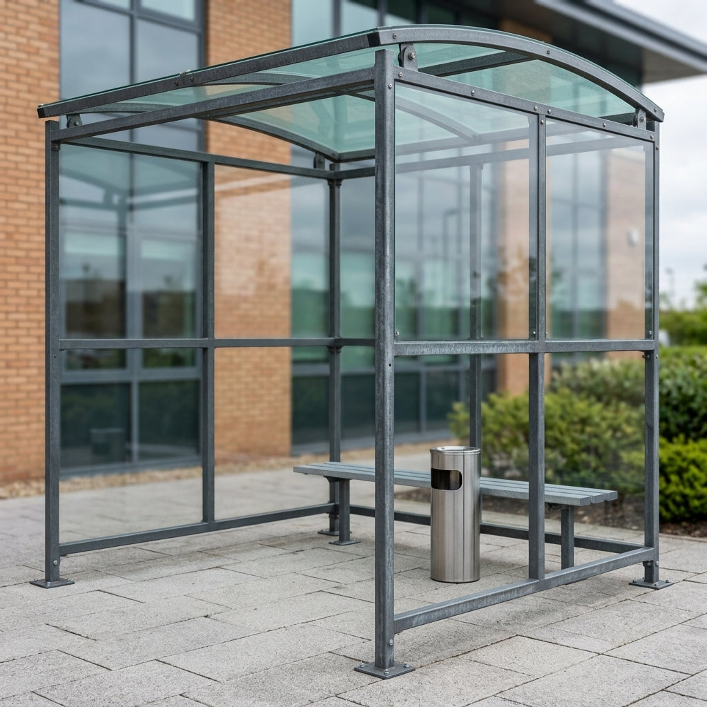 Free-Standing Smoking Shelter – Galvanised Steel, 2m Wide, 1–5m Lengths (view 2)